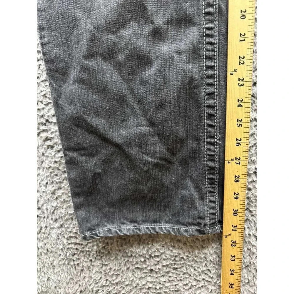 True Religion Ricky Relaxed Straight Distressed Denim Jeans Black Mens Size 38